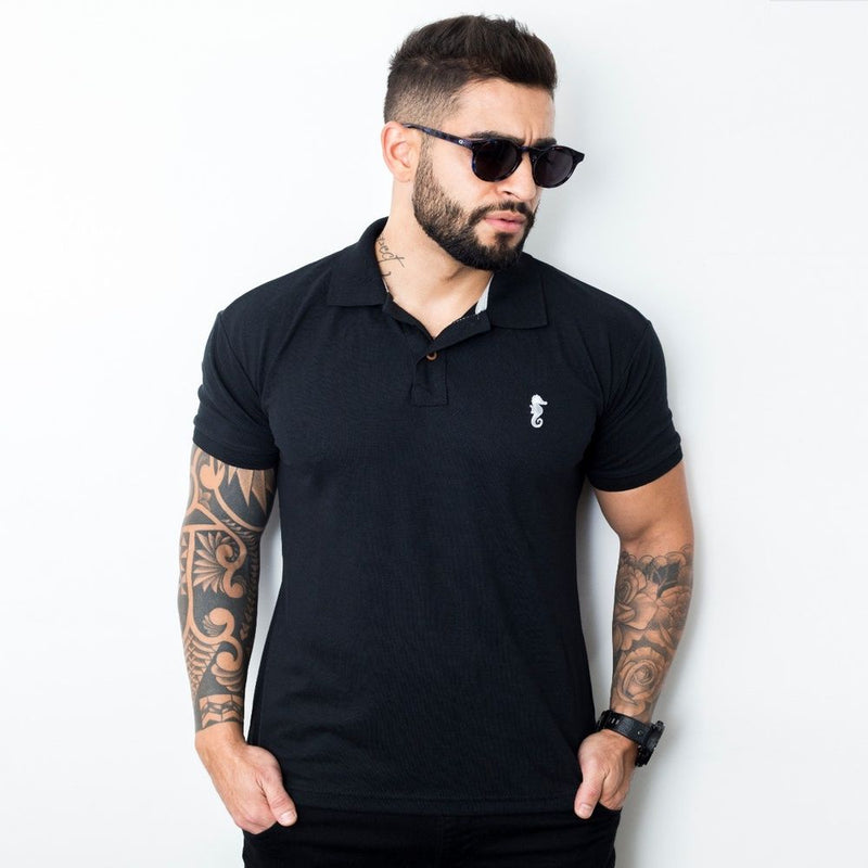 Kit com 2 camisas Polo - Preto e Cinza Claro
