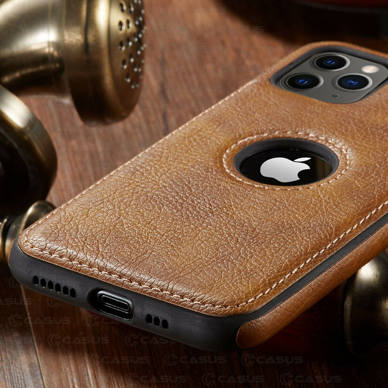 Capinha de Couro para iPhone (11, 11 Pro, 11 Pro Max, 12, 12 Pro, 12 Pro Max, 12 Mini, X, XR, XR Max, Xs, Xs Max)
