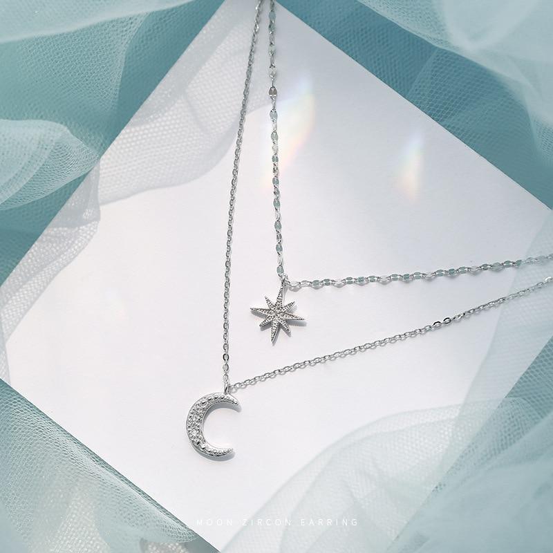 Colar de Lua e Estrela Duplo -Star Moon Shine® - Online USA Shops