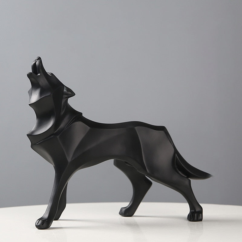 Escultura de Lobo Geométrico