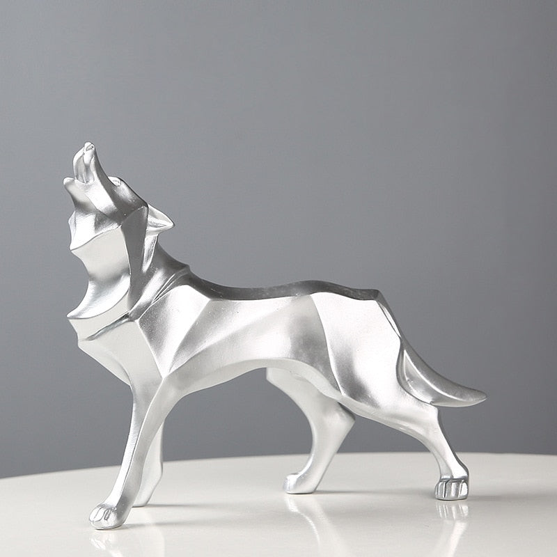 Escultura de Lobo Geométrico